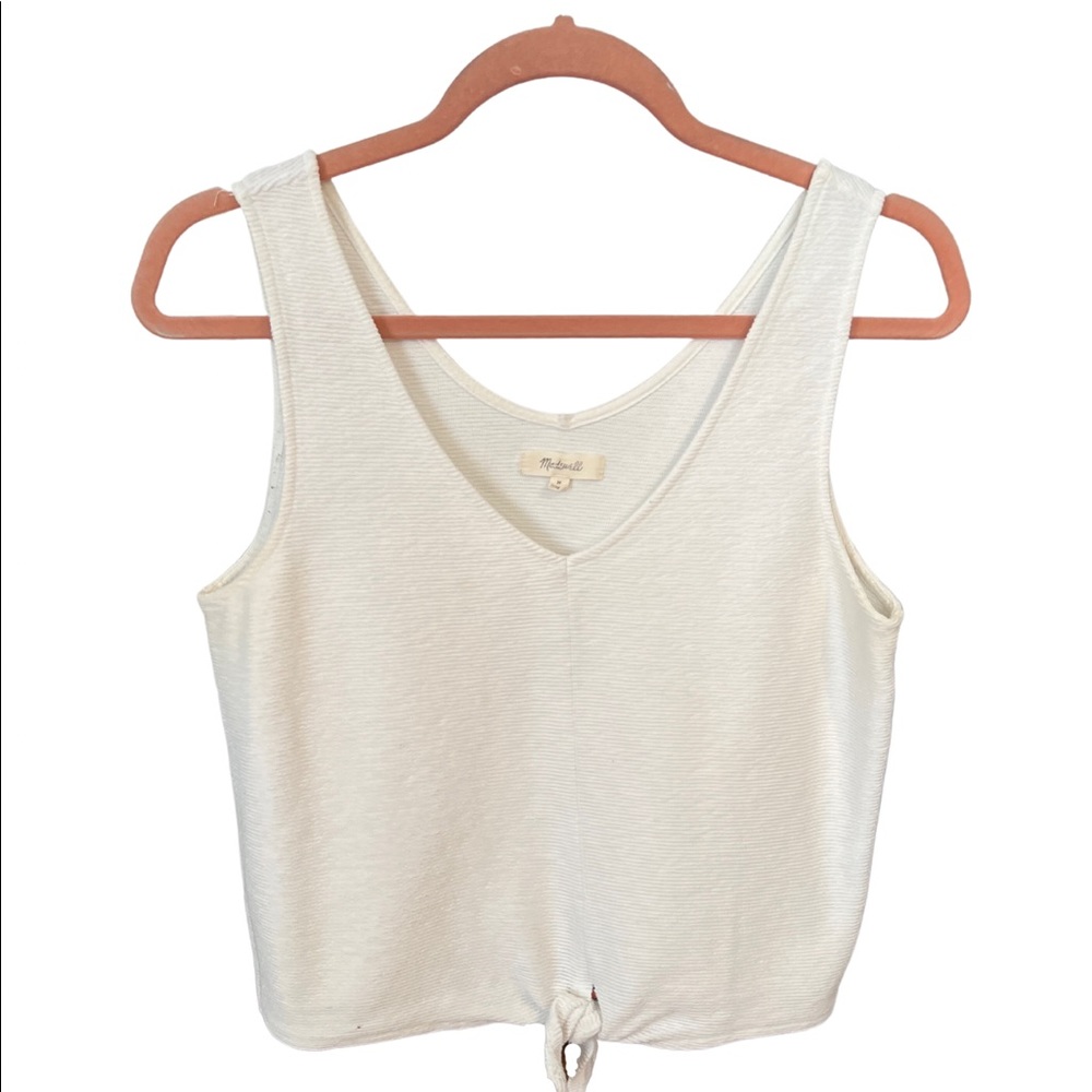 ⚪ Madewell Texture & Thread Tie-Front Tank Top - White, Size Medium ⚪